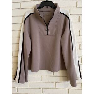 Sports Illustrated Tan Cropped Long Sleeve Quarter Zip Pullover‎ Sweatshirt XL
